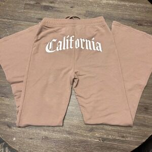 Hollister Brown Track Pants with California Print New No Tags